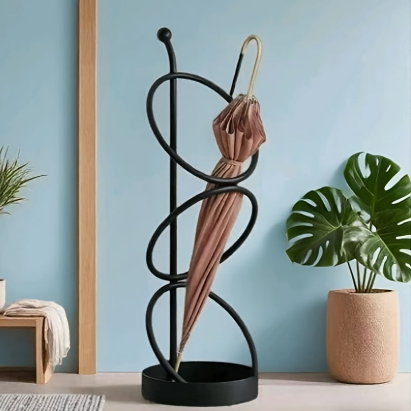 [Space-Saving Holder] 1pc Classic Iron Umbrella Stand for Home Use - Space-Saving Entryway Organizer with Multiple Hooks, Durable Metal Design for Umbrellas, Easter & Party Decor, Umbrella Holder