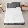 thumbnail image 4 of jejeloiu Sleek Paisley Zipper Full Size Comforter Sets with Fitted Sheet and 2 Pillowcases,Moody Pattern Zipper Bedding Set For Adults,Gray Black,Reversible,4-Piece, 4 of 7