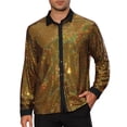 thumbnail image 1 of CAMISA DE LENTEJUELAS CHIC INSPIRADA PARA HOMBRES, CAMISA DE BOTONES DE MANGA LARGA, CAMISAS METÁLICAS BRILLANTES, 1 of 5
