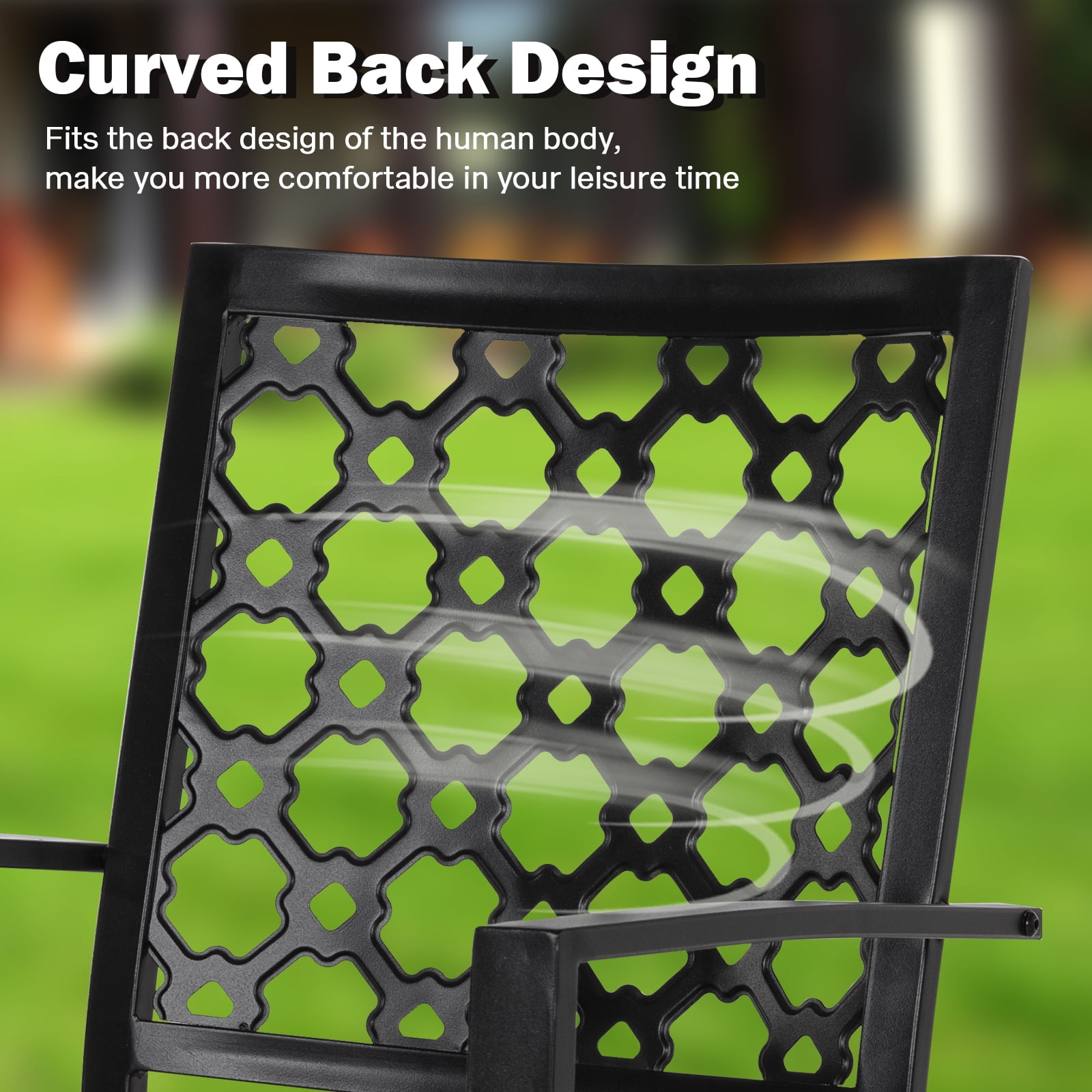 Stackable Outdoor Patio Chairs Set of 2, Black Wrought Iron Metal Outdoor Dining Chairs 450LBS, High Back Heavy Duty Durable  Outdoor Bistro Chair for Outside, Lawn, Backyard, Deck, Exterior, Porch