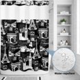 thumbnail image 2 of No Hook Shower Curtain, Eiffel Tower Shower Curtains for Bathroom with See Through Top Window, Vintage France Romantic European Paris City Art Waterproof & Washable Bath Curtain Extra Long 72"x84", 2 of 9
