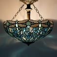 thumbnail image 2 of Tiffany Ceiling Light Fixture Semi Flush Mount 16" Sea Blue Stained Glass Dragonfly Shade Close to Dome Island Boho Hanging Lamp Decor Bedroom Kitchen Dining Living Room Entry Foyer Hallway WERFACTORY, 2 of 8