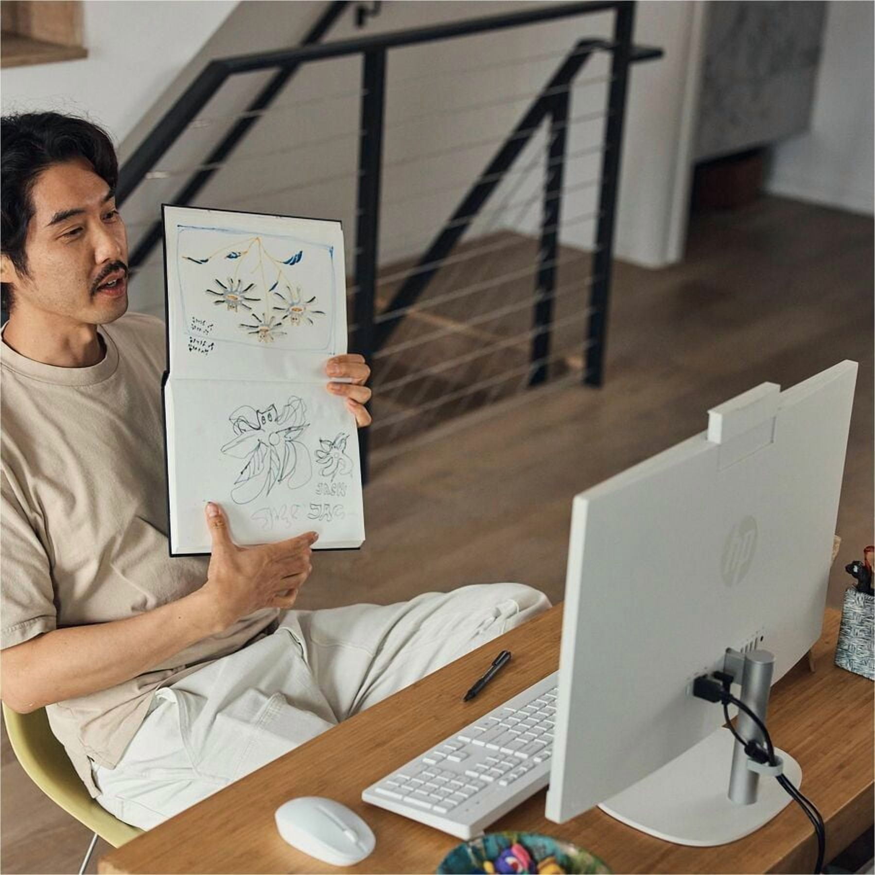 HP 24-cr0000a 24-cr0410 All-in-One Computer, AMD Athlon Silver 7120U, 8 GB, 256 GB SSD, 23.8" Full HD, Desktop, Shell White