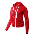thumbnail image 2 of A2Y Women's Casual Fitted Kangaroo Pocket Zip Up Hoodie Sweatshirt Red M, 2 of 3