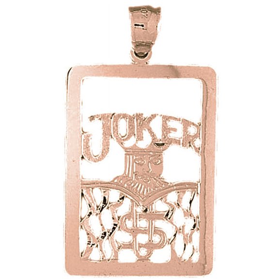 14K Rose Gold Playing Cards, Joker Pendant - 43 mm