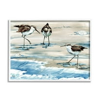 Stupell Industries Rockhampton Sandpipers Ocean Waves Painting White Framed Art Print Wall Art, Design by Paul Brent