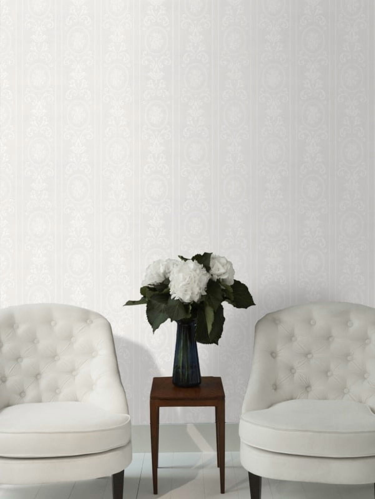 Cameo Stripe White Paintable Wallpaper