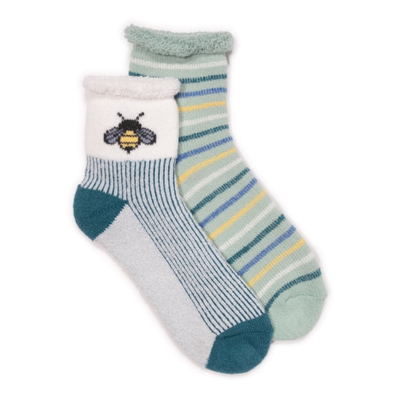 MUK LUKS Women's Crew Lounge Socks, 2-Pack, OSFM