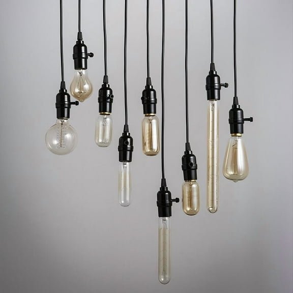 Industrial Loft Mini Pendant Light – 1-Light Hanging Fixture (Black)