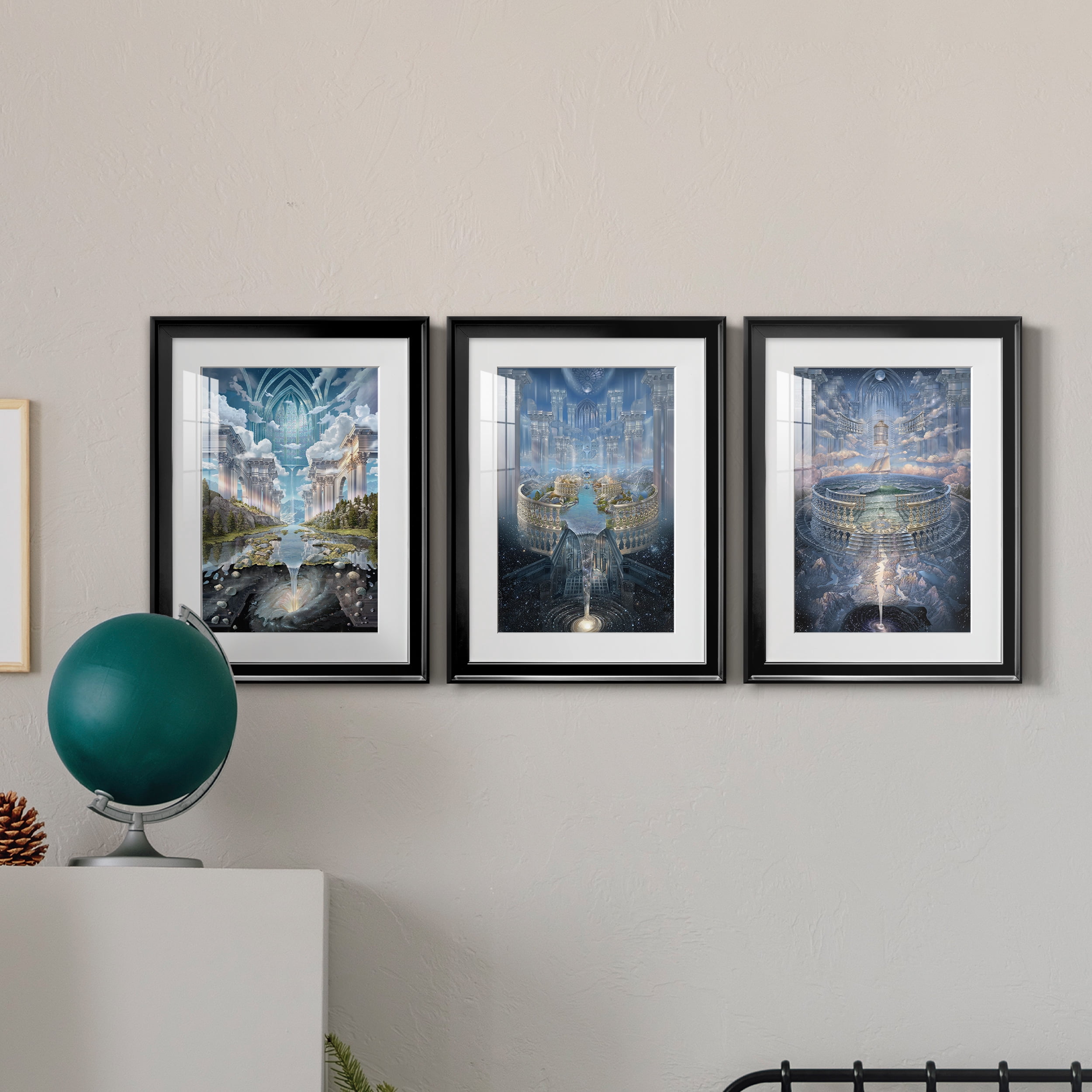 Genesis II Premium Framed Prints Set of 3 - Ready to Hang - 18 x 24 Each - Black Frame