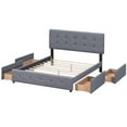 thumbnail image 5 of Queen Size Platform Bed with 4 Drawers & Upholstered Headboard,Linen Fabric Bed Frame with Solid Wood  Slats Support, for Bedroom, Guestroom,No Box Spring Needed, 5 of 8