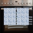 thumbnail image 2 of Blue Tree Leaf Kitchen Towels Set of 3, Water Absorbent Dish Towel, Botanical Solid Plant Spring Summer Decorative Hand Towels - Quick Drying Cloth for Cooking Baking, 18x28 Inch, 2 of 8