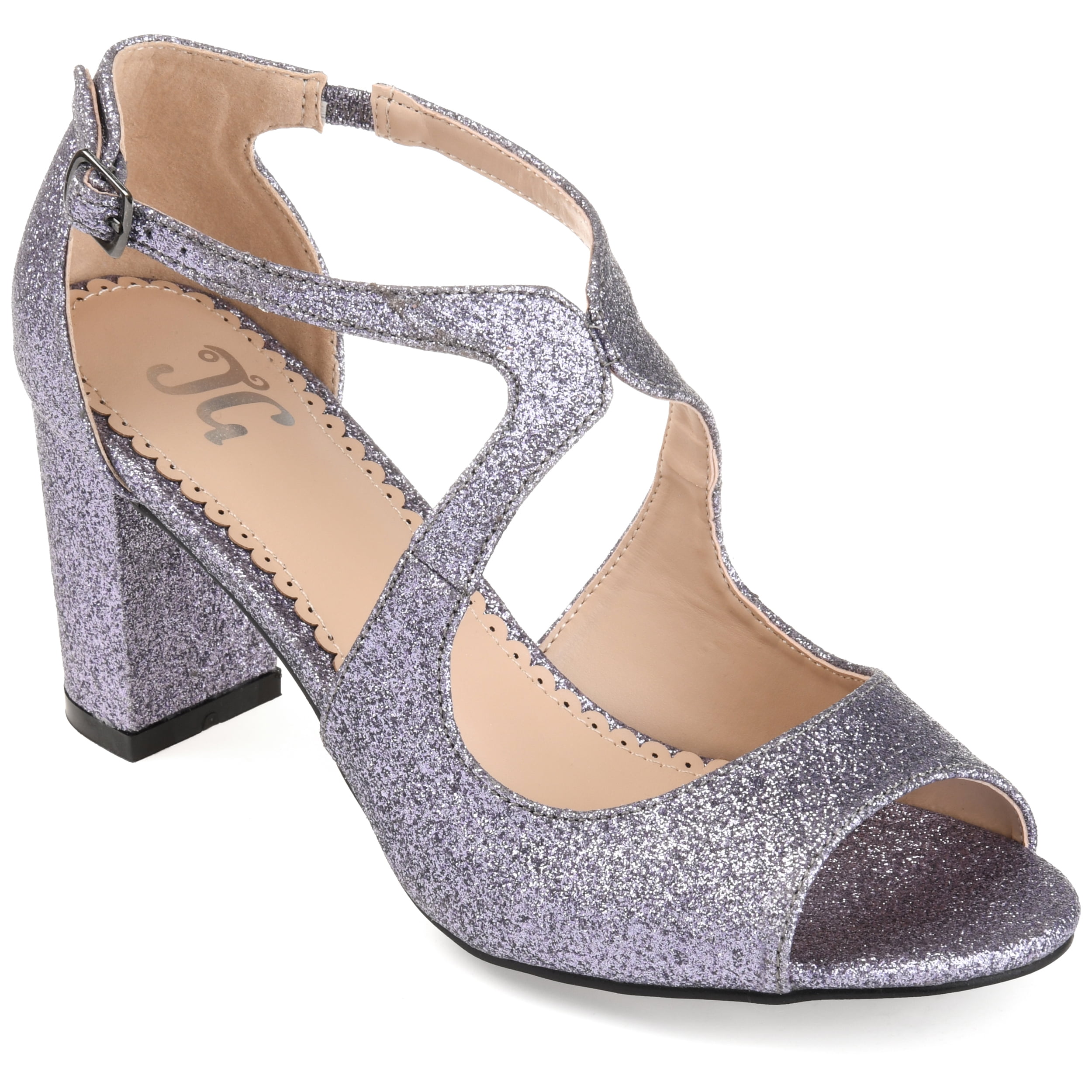 sparkly block heels
