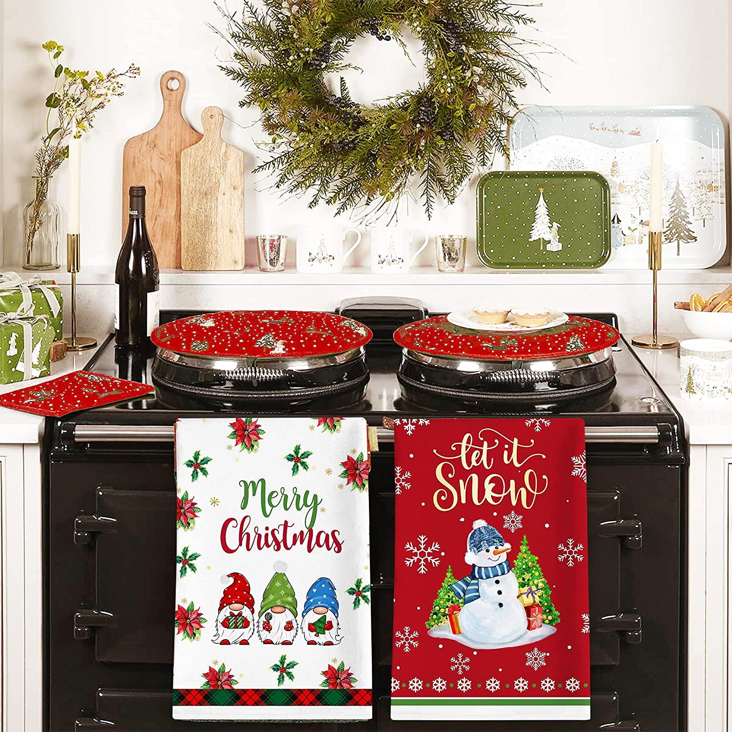 Greenbrier International Christmas Towels Set of2 Christmas Kitchen  Towels/Hand Towels for Bathroom Decor Set/Christmas Kitchen  Decorations/Holiday