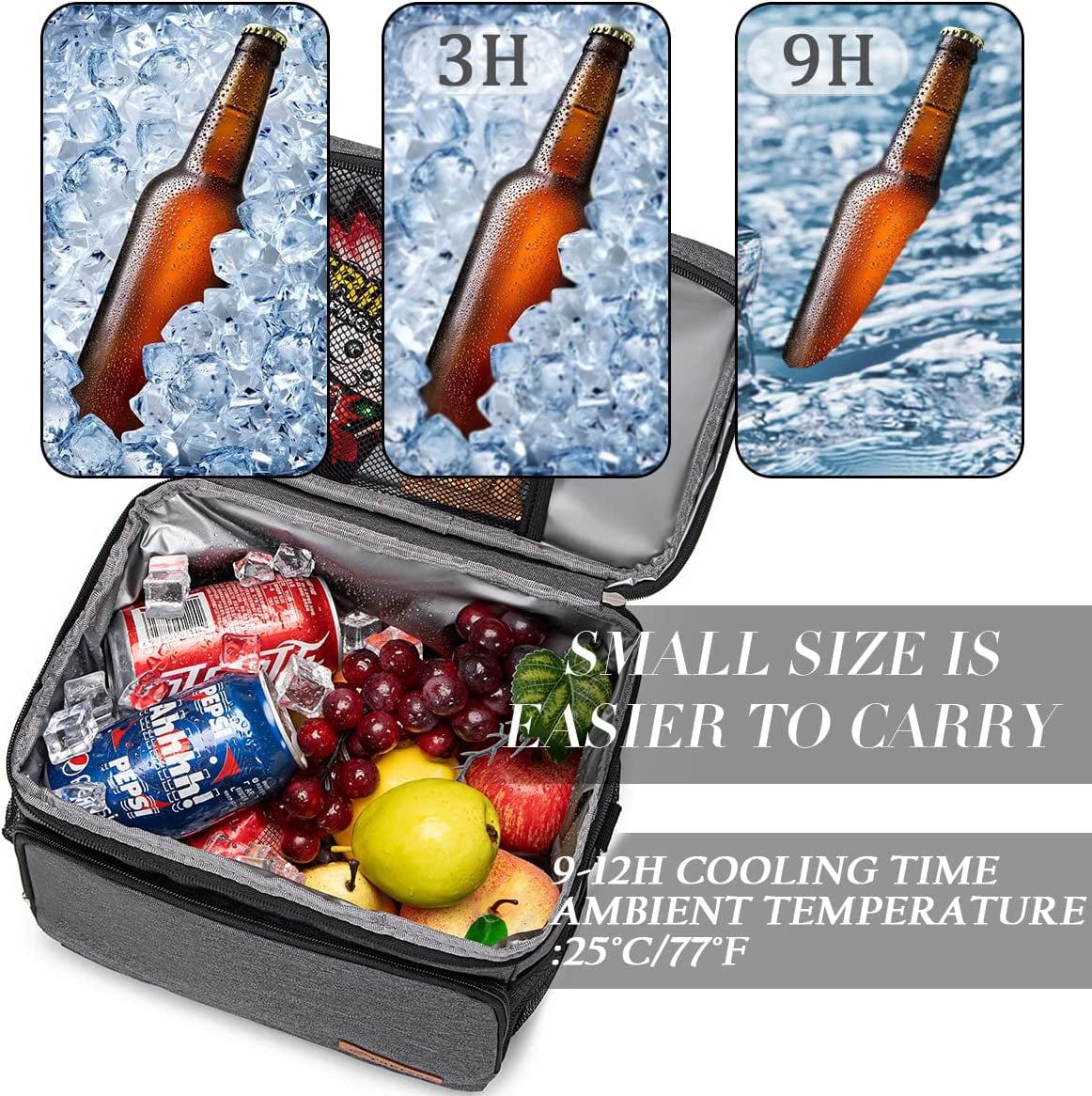 HotAdsFW Insulated Cooler Bag 6/24 Can Collapsible Leakproof Soft Sided Cooler for Car, Portable Foldable Small Ice Chest for Beach Camping Picnic Travel, 5/15qt Lunch Box for Men Work