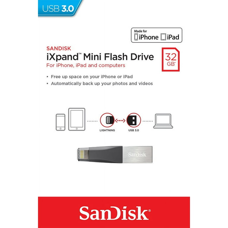 Mini flash disque SANDISK iXpand 32Go USB 3.0 Lightning pour iPhone, iPad  et PC - Fash Disques - Stockage - Promotion - Tous ALL WHAT OFFICE NEEDS