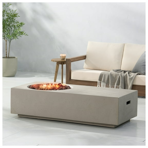 14.75" Rectangle MgO Outdoor Propane Gas Fire Pit, 50,000 BTU, Stylish Durable Fireplace, Patio, Backyard, Deck Garden Use