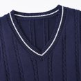 thumbnail image 7 of KPOPLK Fall Unisex Sweater Vest Boy and Girl Cable Knit Cotton Vest Kids Uniform Vest for Little Big Childrens Teenage Size 5-6 Years,Navy, 7 of 7