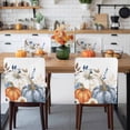thumbnail image 3 of Thanksgiving Pumpkins Chair Covers Set of 8 Fall Leaves Flowers Chair Back Covers Stretch Removable Washable Slipcovers Protector for Dining Room Kitchen Party Decor, 3 of 5