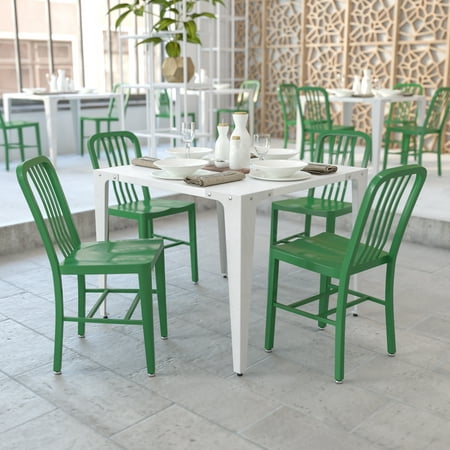 Flash Furniture Outdoor Dining Chair - Metal - Set of 2 - Armless - Green