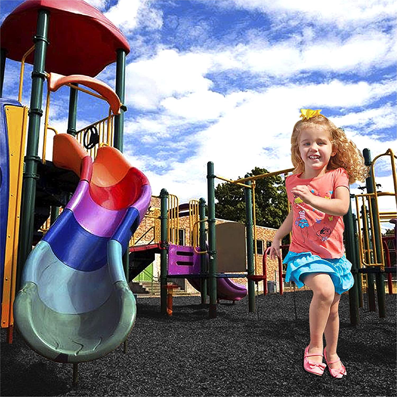 NuPlay Rubber Nugget Playground Protective Flooring Gyms, Swing Set Play Areas, 1 Pack, Black - 25Lbs