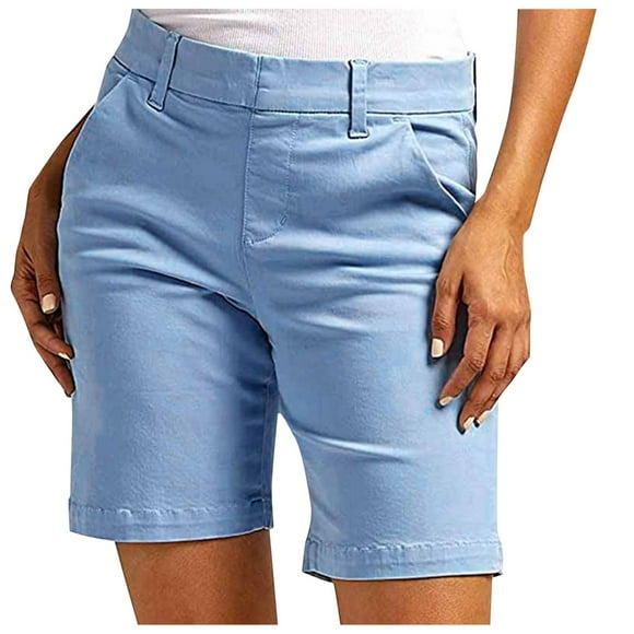 WEAIXIMIUNG Womens Pants Size 12 Petite Women Summer Solid Color Comfortable Straight Five Point Leggings with Pockets Casual Pants