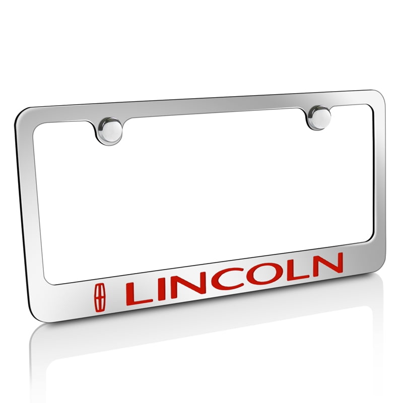 Lincoln Red Chrome Metal License Plate Frame