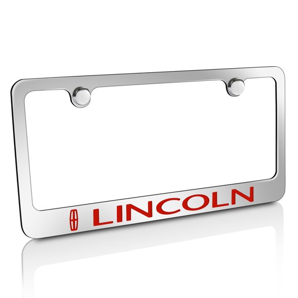 Lincoln Red Chrome Metal License Plate Frame