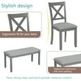 thumbnail image 4 of 6-Piece Dining Table Set with Bench and Chairs - Solid Wood Kitchen Dining Room Table Set in Farmhouse Rustic Style, Table Set for 6 with 4 Chairs and Bench Seat.(Grey_ Large), 4 of 8