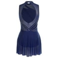thumbnail image 2 of Riismen Women's Lyrical Dance Leotard Dress Shiny Rhinestone Figure Skating Dress Dancewear Navy Blue M, 2 of 3