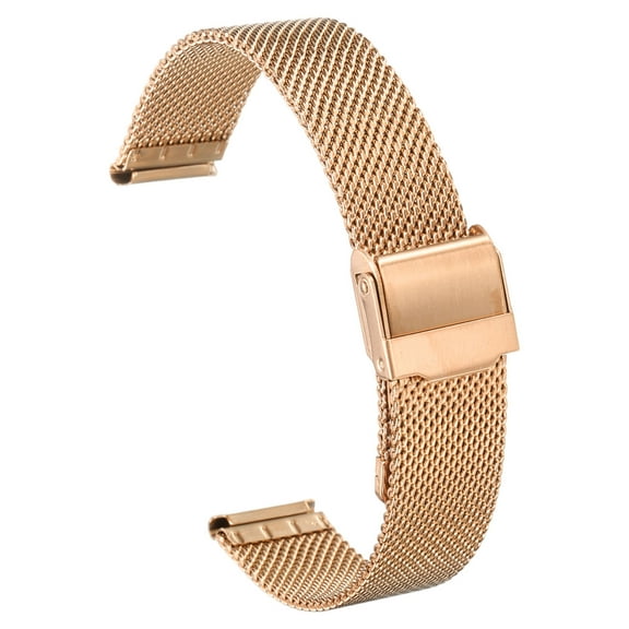 Uxcell Stainless Steel Mesh Watch Band 17mm Quick Release Adjustable Metal Replacement Watch Strap for Men Women, Rose Gold