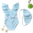 thumbnail image 2 of Staki Swimsuits for Girls One Piece Girls Swimsuit Kids One Piece Ruffle Swimsuit Girls Swimwear Print 3T 4T 5T(Blue,7-8 Years), 2 of 7