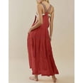 thumbnail image 3 of Chouyatou Women's Laced Embroidered Tulle Bib Dress Casual Loose Adjustable Straps Maxi Dress(Red,L), 3 of 3