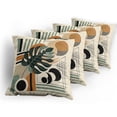 thumbnail image 5 of Ambesonne Monstera Throw Pillow Cover 4 Pack, Mid Century Boho Abstract, 16", Evergreen Sepia Dusk, 5 of 7