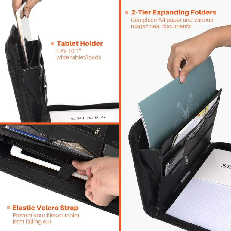 4-Ring Binder Padfolio with Expanded Document Bag, Business and
