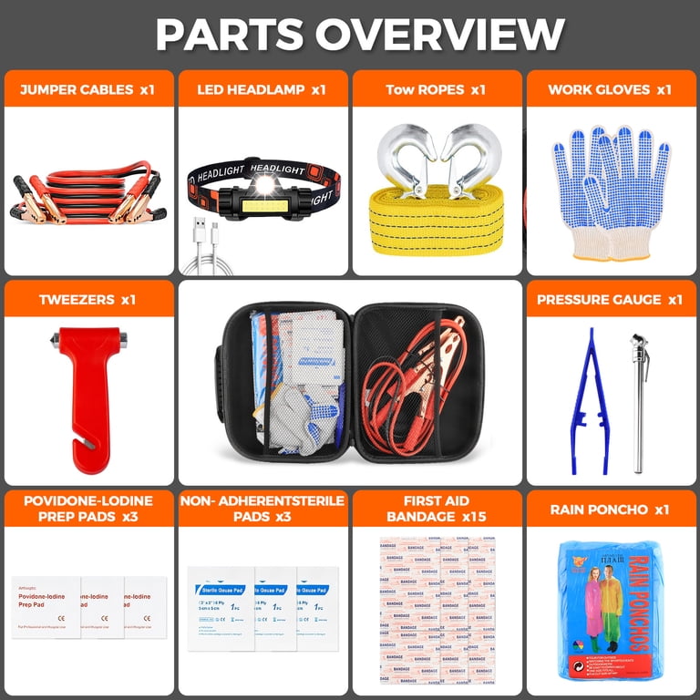 Lafati Roadside Assistance Emergency Kit, 22 Pieces, Black photo 2