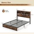 thumbnail image 5 of Spaco Size Bed Frame with Storage Headboard Industrial Metal Platform Bed, Queen Size, Simple Bed Frame for Indoor as Bedroom, Brown, 5 of 10