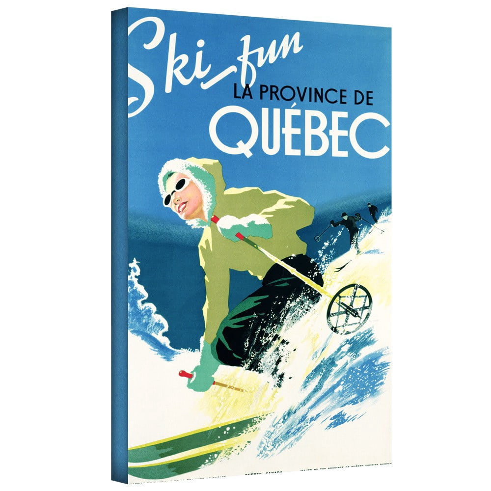 ArtWall Canadian School (20Th Century) "Poster Advertising Skiing Holidays In Quebec, C.1938 " Gallery-Wrapped Canvas