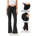 thumbnail image 4 of Hanerdun Womens Flare Yoga Pants Workout Leggings High Waist Slit Hem Bootcut Bottoms Activewear Black M, 4 of 10