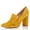 Yellow, variant on YDN Women Comfortable Chunky High Heels Square Closed Toe Loafer Slip On Buckle Decoration Pumps Dress Office Shoes Size 7 Yellow