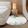 thumbnail image 2 of Round Rugs 5Ft, Teal Botanical Round Area Rug Washable Indoor Throw Carpet, Spring Floral Summer Eucalyptus Leaf Soft Non Slip Circle Rug for Cabinet Bathroom Home Decor Aesthetic, 2 of 8