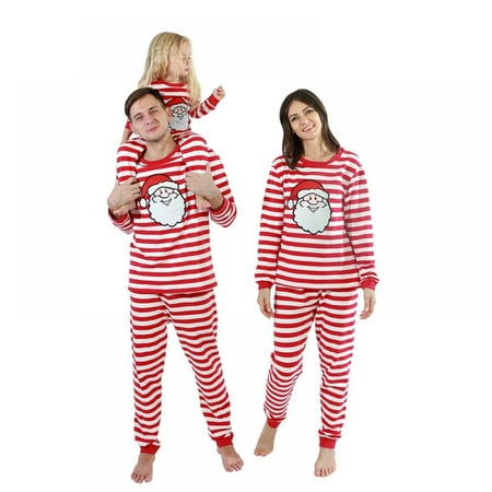 

Children Clothing Christmas Family Parent-child Suit Stripes Printing Home Service Cotton Soft Two-piece Pajamas