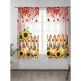 thumbnail image 2 of Sheer Curtains 72 inches Long, Fence Sunflower Pumkin Red Leaves Fall Watercolor Blooming Light Filtering Sheer Window Curtains Rod Pocket Voile Drapes for Bedroom Living Room, 52"W x 72"L 2 Panels, 2 of 7