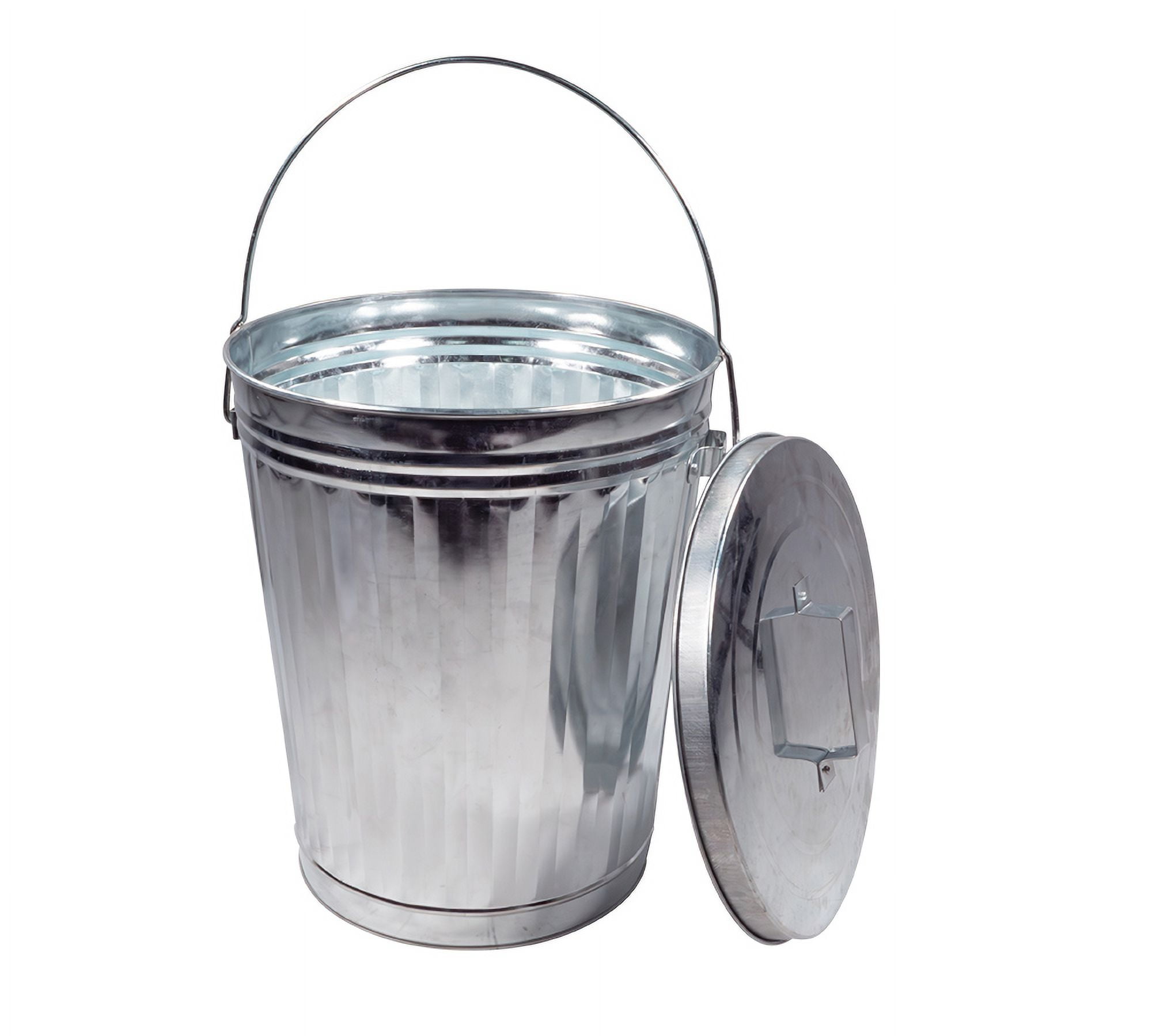 Galvanized Trash Can w/ Lid Ideal for Trailers - 6 Gallon Steel Mounted Small Outdoor Garbage Can for Home, Office, Bathroom, Kitchen - Fire and Heat Resistant