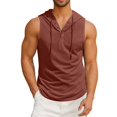 thumbnail image 4 of BiZtdJrK Men's Workout Hooded Tank Tops Sleeveless Gym Cotton Vest Hoodies Muscle Fit Cut Off Shirt Solid Casual Button V Neck Henley Shirts Red XXL, 4 of 8