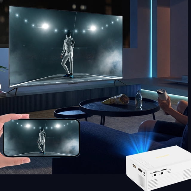 Teissuly Portable Mini Projector LED Phone Home Theaters Wired Phone Same Screen Playback Support for 1080P HD Decoding Can Connect to HDMI/USB/AV/memory Card/5V-2A Teissuly WER202401220878