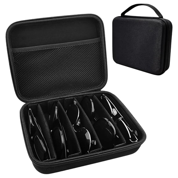 DIYING Travel Sunglasses Organizer Case, Adjustable Slot for Multiple Eyeglasses, Hard Shell​ Eyewear Box for Men Women (Black)