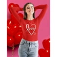 thumbnail image 5 of Tstars Womens Valentine's Day Beautiful Love Heart Shirt Love Cursive Heart Valentine's Day Cute Gift Idea for Her Wife Women Long Sleeve T Shirt, 5 of 6
