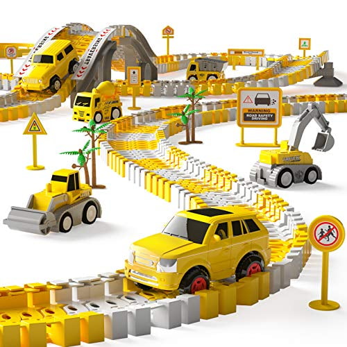 iHaHa 236PCS Construction Race Tracks for Kids Boys Toys, 6PCS