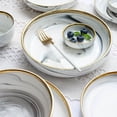 thumbnail image 2 of Ceramic Dinner Plates Set Dishes Marble Design Steak Food Plate Salad Soup Bowl Dessert Cake Plate Dinnerware Set for Restaurant, 2 of 7